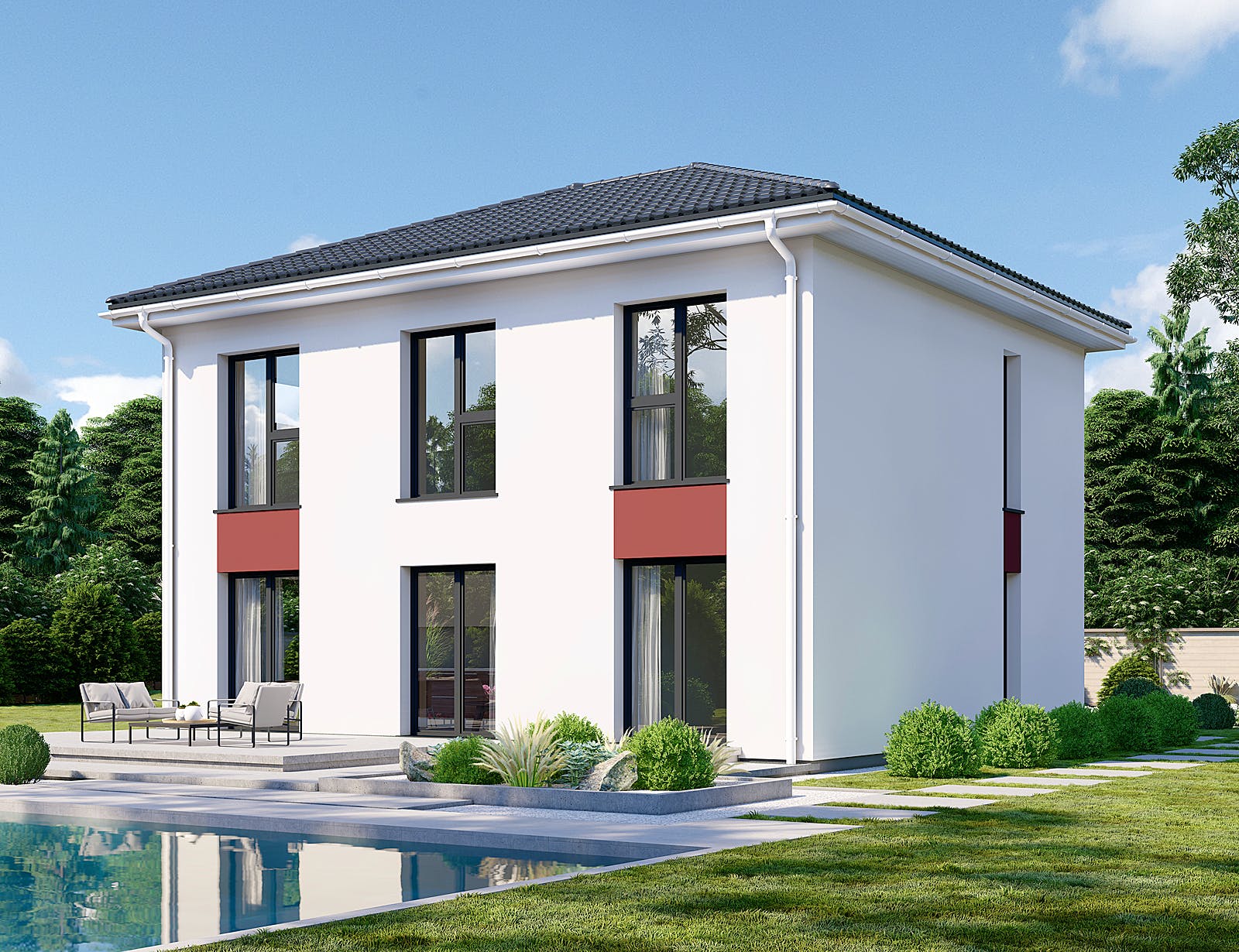 Fertighaus Park 140.1W von Danwood Schlüsselfertig ab 263800€, Stadtvilla Außenansicht 2