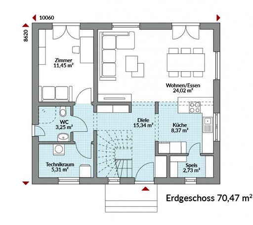 Fertighaus Park 140.1W von Danwood Schlüsselfertig ab 256200€, Stadtvilla Grundriss 1