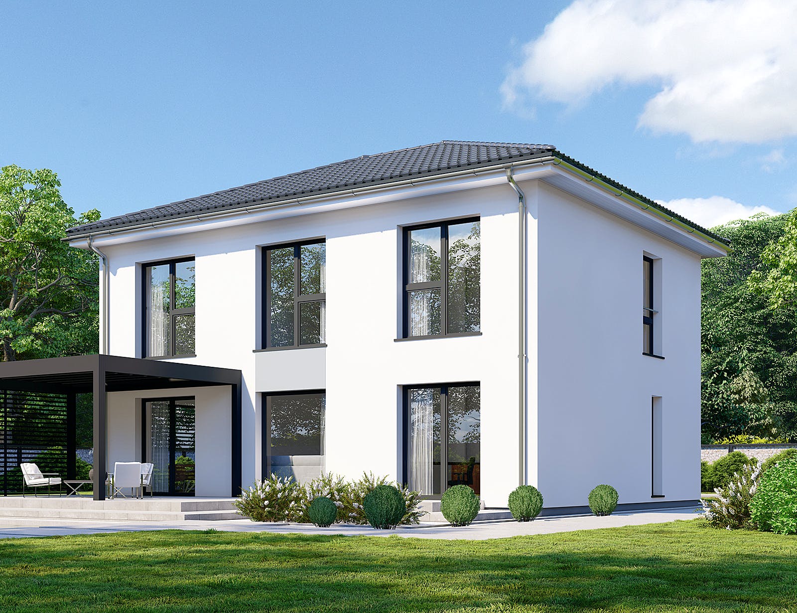 Fertighaus Park 150.1W von Danwood Schlüsselfertig ab 273000€, Stadtvilla Außenansicht 2