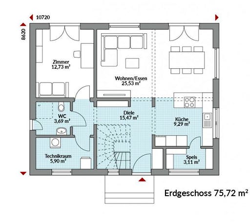 Fertighaus Park 150.1W von DAN-WOOD Schlüsselfertig ab 257100€, Stadtvilla Grundriss 1