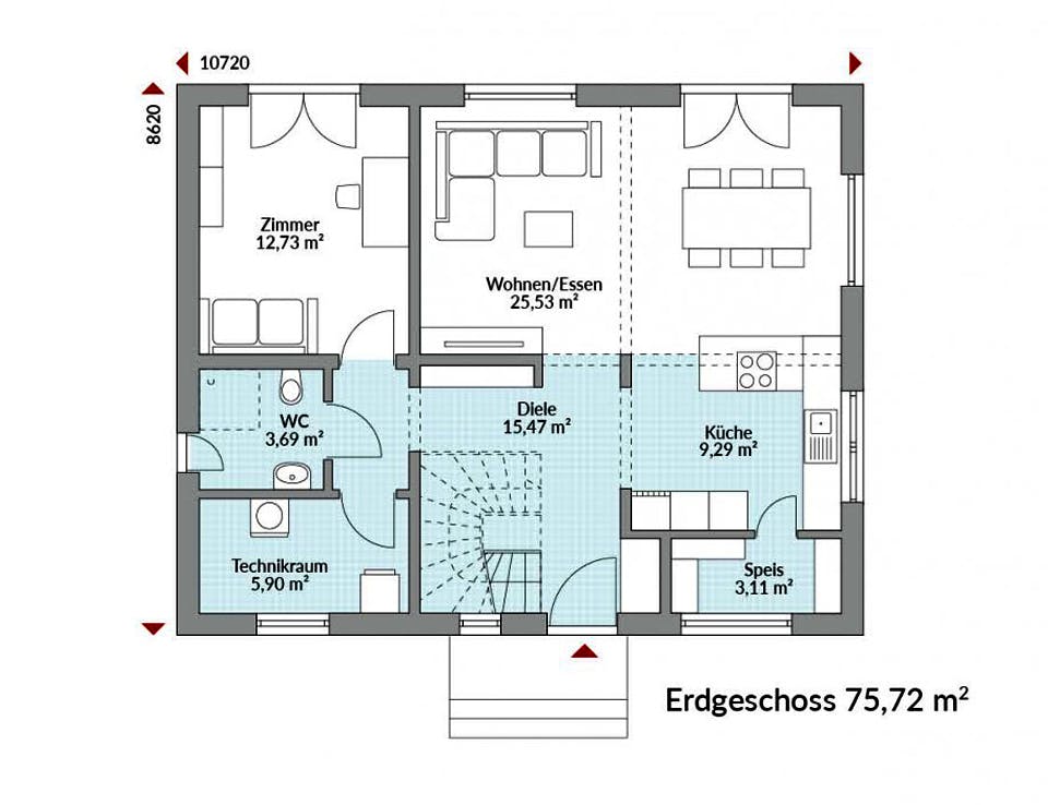 Fertighaus Park 150.1W von Danwood Schlüsselfertig ab 273000€, Stadtvilla Grundriss 1