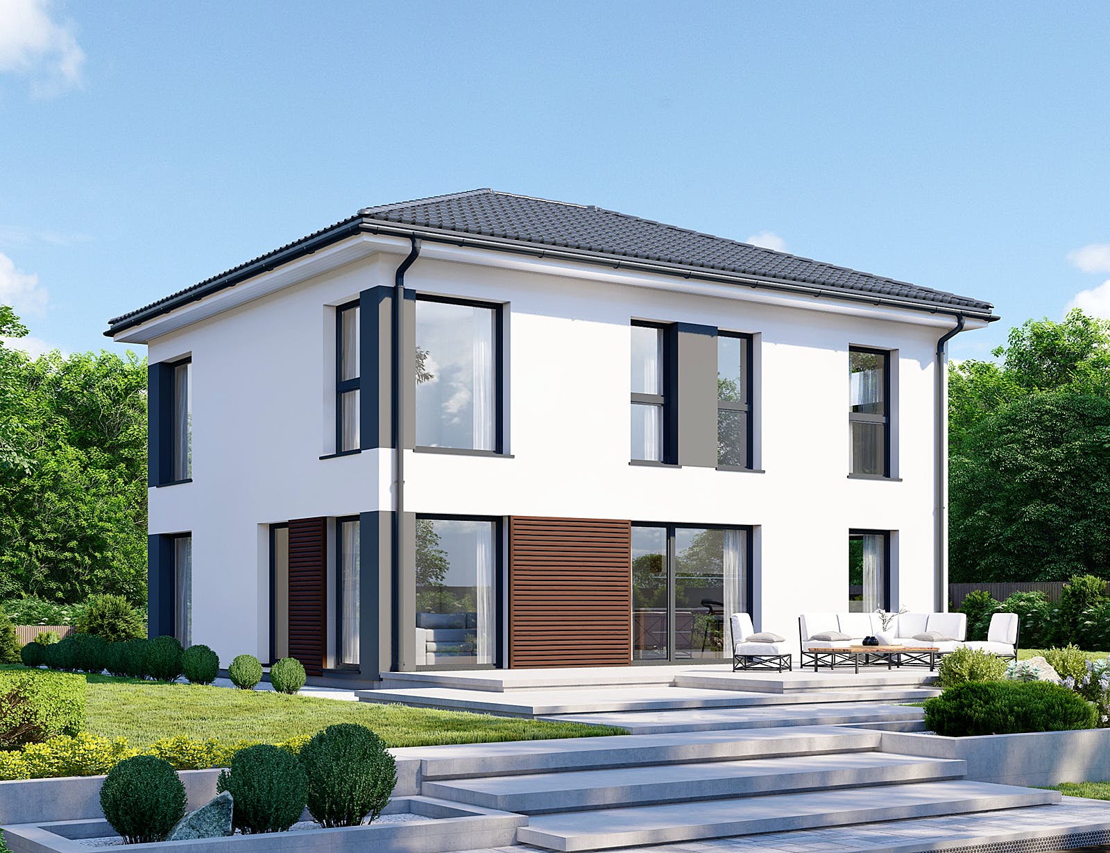 Fertighaus Park 151.1W von Danwood Schlüsselfertig ab 273500€, Stadtvilla Außenansicht 1