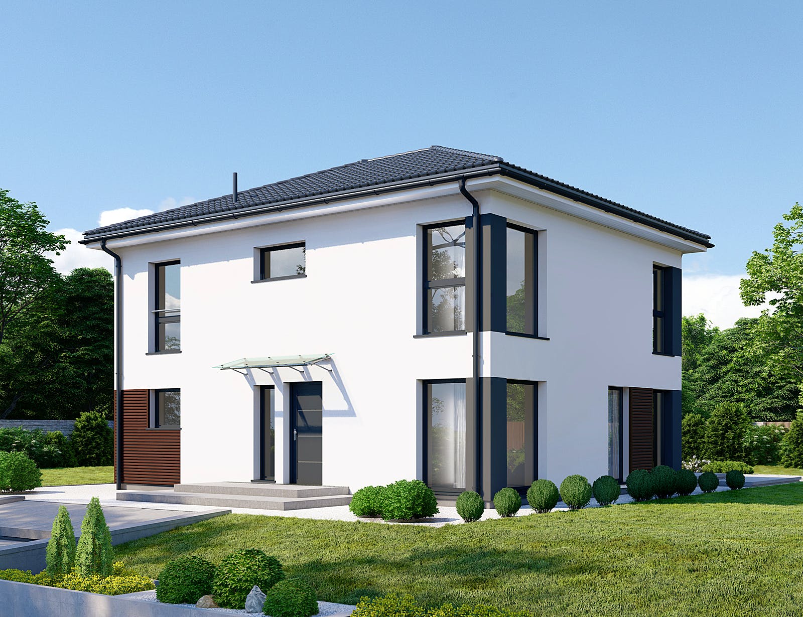 Fertighaus Park 151.1W von Danwood Schlüsselfertig ab 273500€, Stadtvilla Außenansicht 2