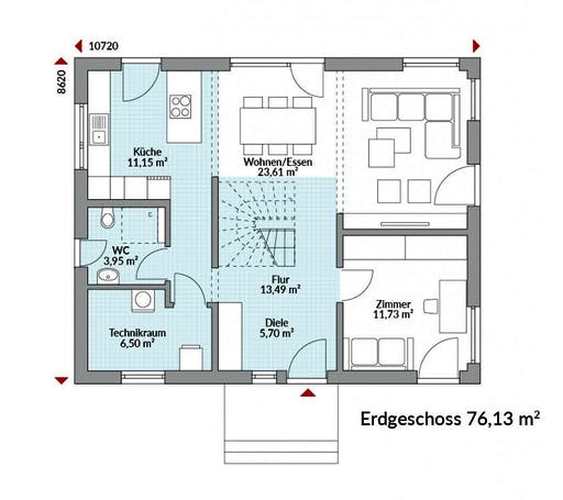 Fertighaus Park 151.1W von DAN-WOOD Schlüsselfertig ab 257900€, Stadtvilla Grundriss 1