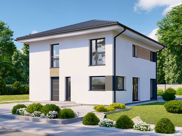 Fertighaus Park 152W von Danwood Schlüsselfertig ab 316300€, Stadtvilla Außenansicht 2
