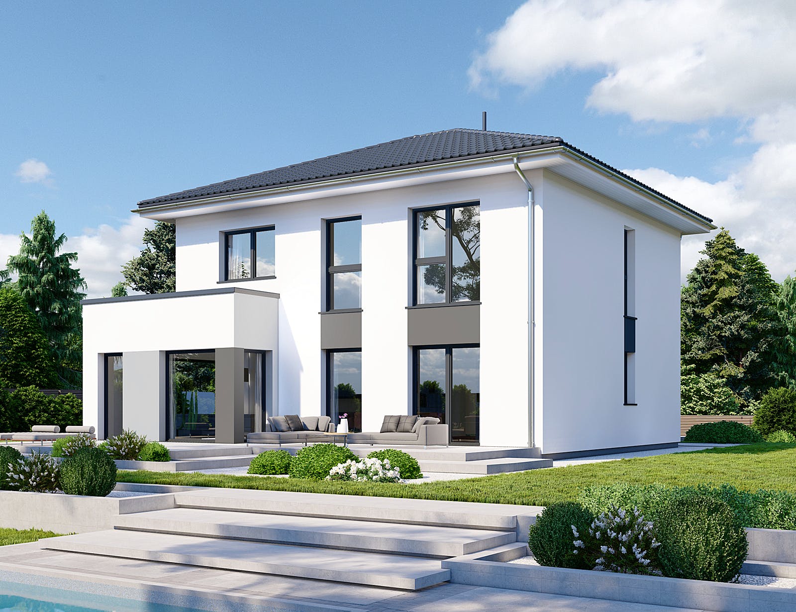 Fertighaus Park 156W von Danwood Schlüsselfertig ab 288700€, Stadtvilla Außenansicht 1