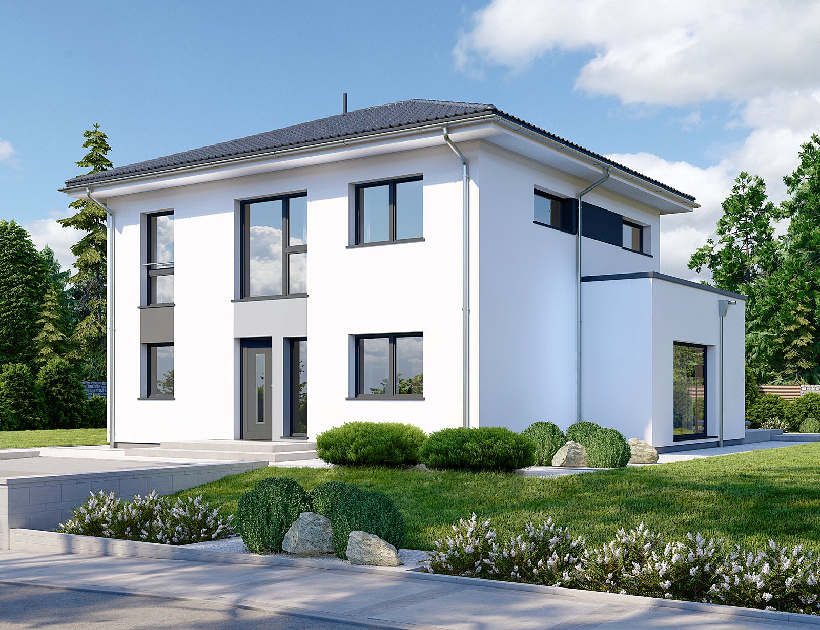Fertighaus Park 156W von Danwood Schlüsselfertig ab 288700€, Stadtvilla Außenansicht 2
