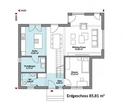 Fertighaus Park 156W von Danwood Schlüsselfertig ab 288700€, Stadtvilla Grundriss 1