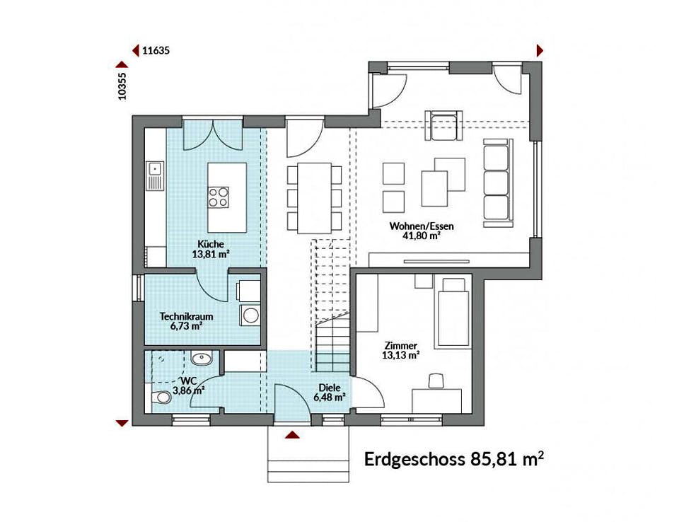 Fertighaus Park 156W von Danwood Schlüsselfertig ab 288700€, Stadtvilla Grundriss 1