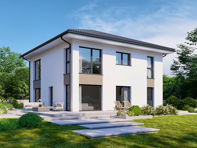 Fertighaus Park 168W von Danwood Schlüsselfertig ab 337100€, Stadtvilla Außenansicht 2