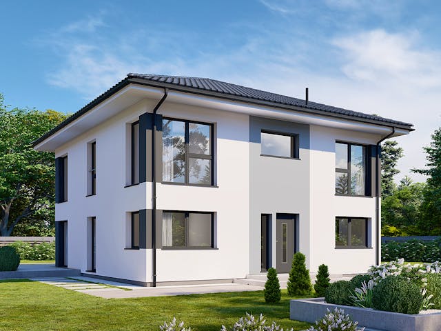Fertighaus Park 180W von Danwood Schlüsselfertig ab 367100€, Stadtvilla Außenansicht 2