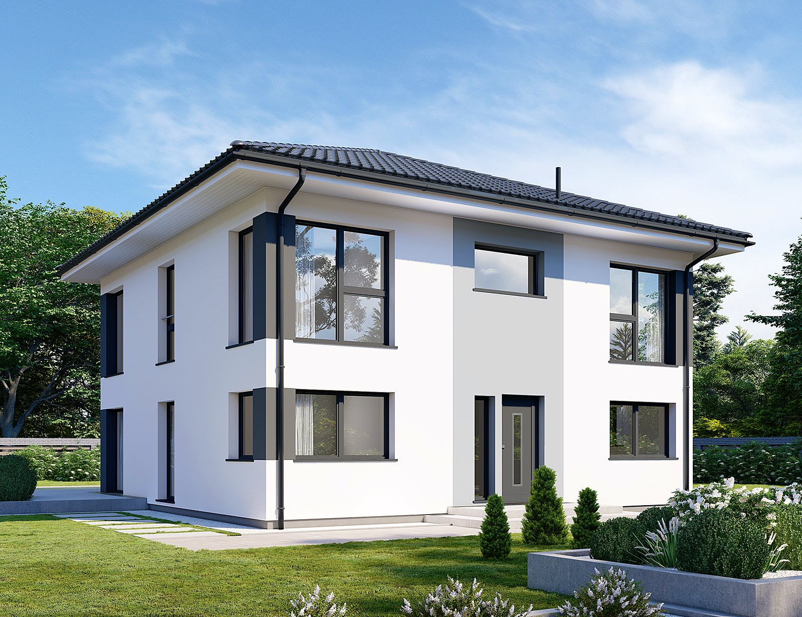Fertighaus Park 180W von Danwood Schlüsselfertig ab 316000€, Stadtvilla Außenansicht 2