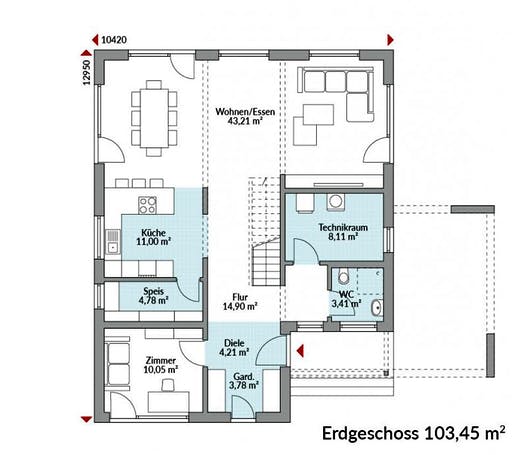 Fertighaus Park 186W von Danwood Schlüsselfertig ab 350100€, Stadtvilla Grundriss 1