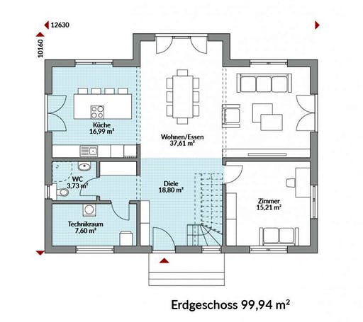 Fertighaus Park 196W von DAN-WOOD Schlüsselfertig ab 319800€, Stadtvilla Grundriss 1