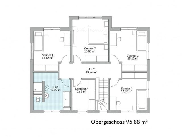 Fertighaus Park 196W von Danwood Schlüsselfertig ab 388300€, Stadtvilla Grundriss 2
