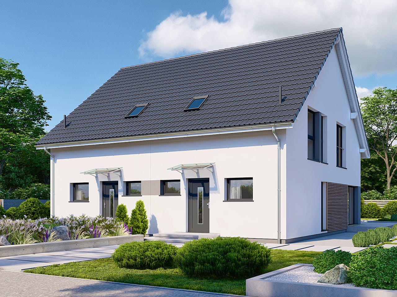 Fertighaus Partner 108 von Danwood Schlüsselfertig ab 248400€, Satteldach-Klassiker Außenansicht 1