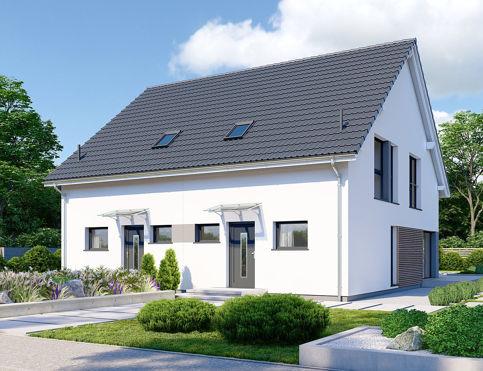 Fertighaus Partner 108 von Danwood Schlüsselfertig ab 224100€, Satteldach-Klassiker Außenansicht 1
