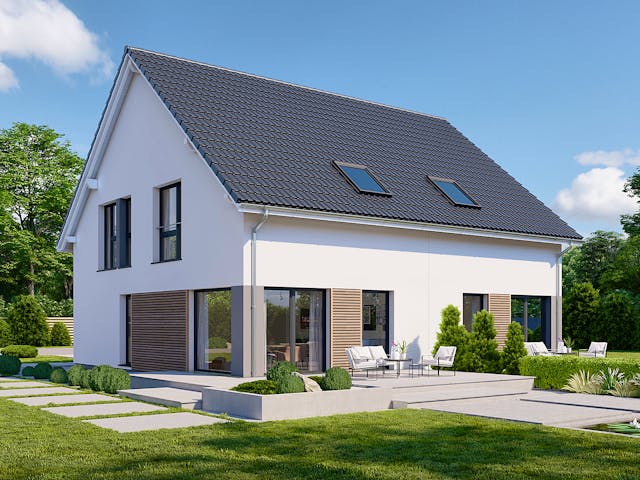 Fertighaus Partner 108 von Danwood Schlüsselfertig ab 248400€, Satteldach-Klassiker Außenansicht 2