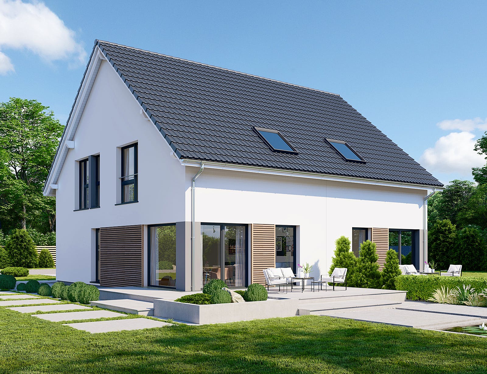 Fertighaus Partner 108 von Danwood Schlüsselfertig ab 224100€, Satteldach-Klassiker Außenansicht 2