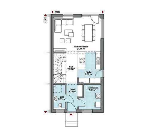 Fertighaus Partner 108 von Danwood Schlüsselfertig ab 212000€, Satteldach-Klassiker Grundriss 1