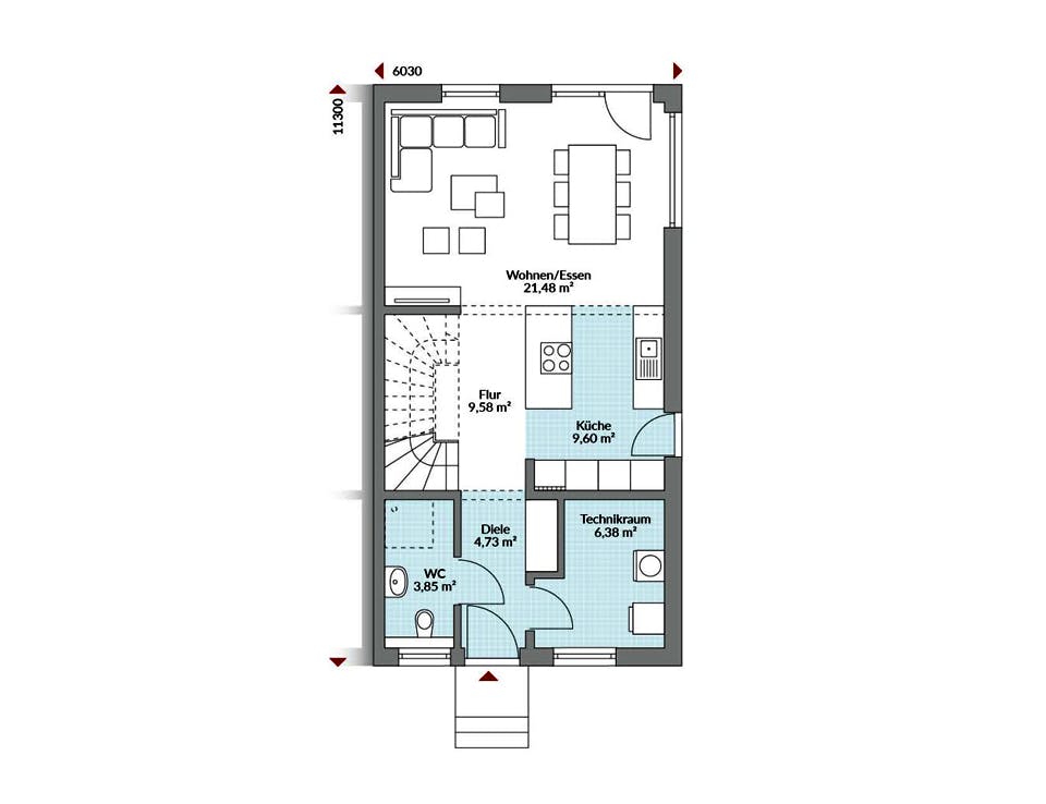 Fertighaus Partner 108 von Danwood Schlüsselfertig ab 224100€, Satteldach-Klassiker Grundriss 1