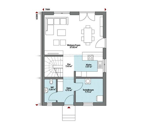 Fertighaus Partner 116W von Danwood Schlüsselfertig ab 222400€, Stadtvilla Grundriss 1