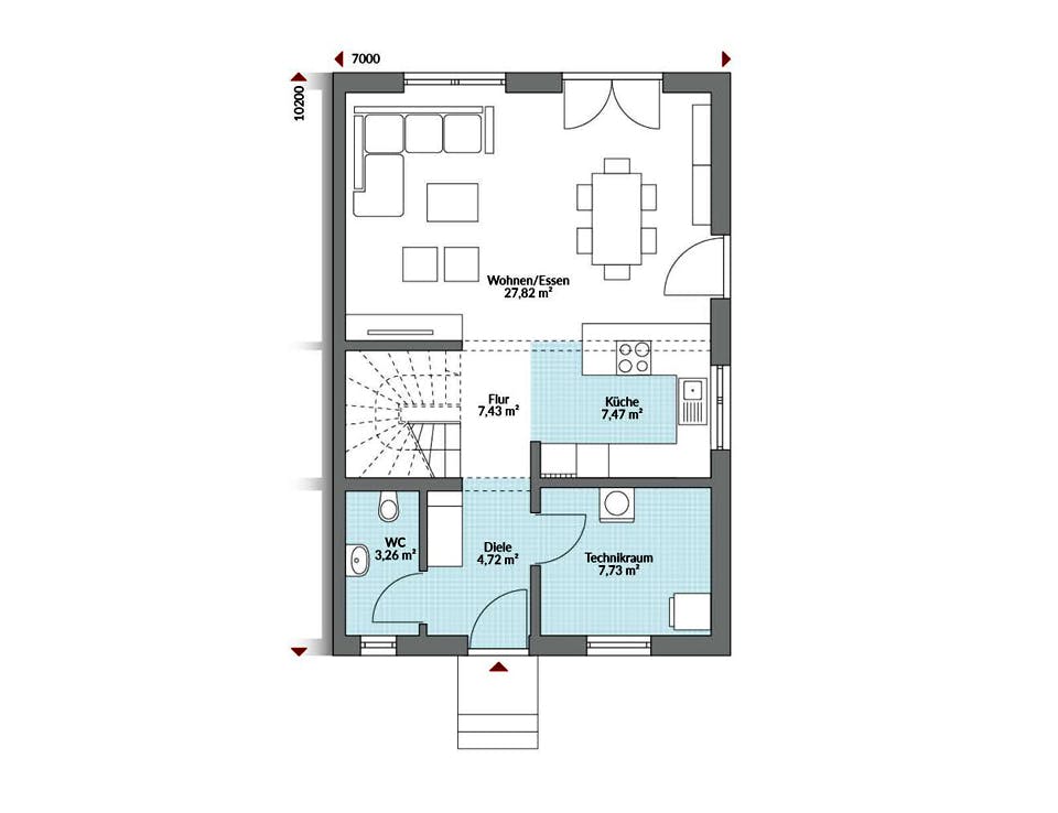 Fertighaus Partner 116W von Danwood Schlüsselfertig ab 229000€, Stadtvilla Grundriss 1