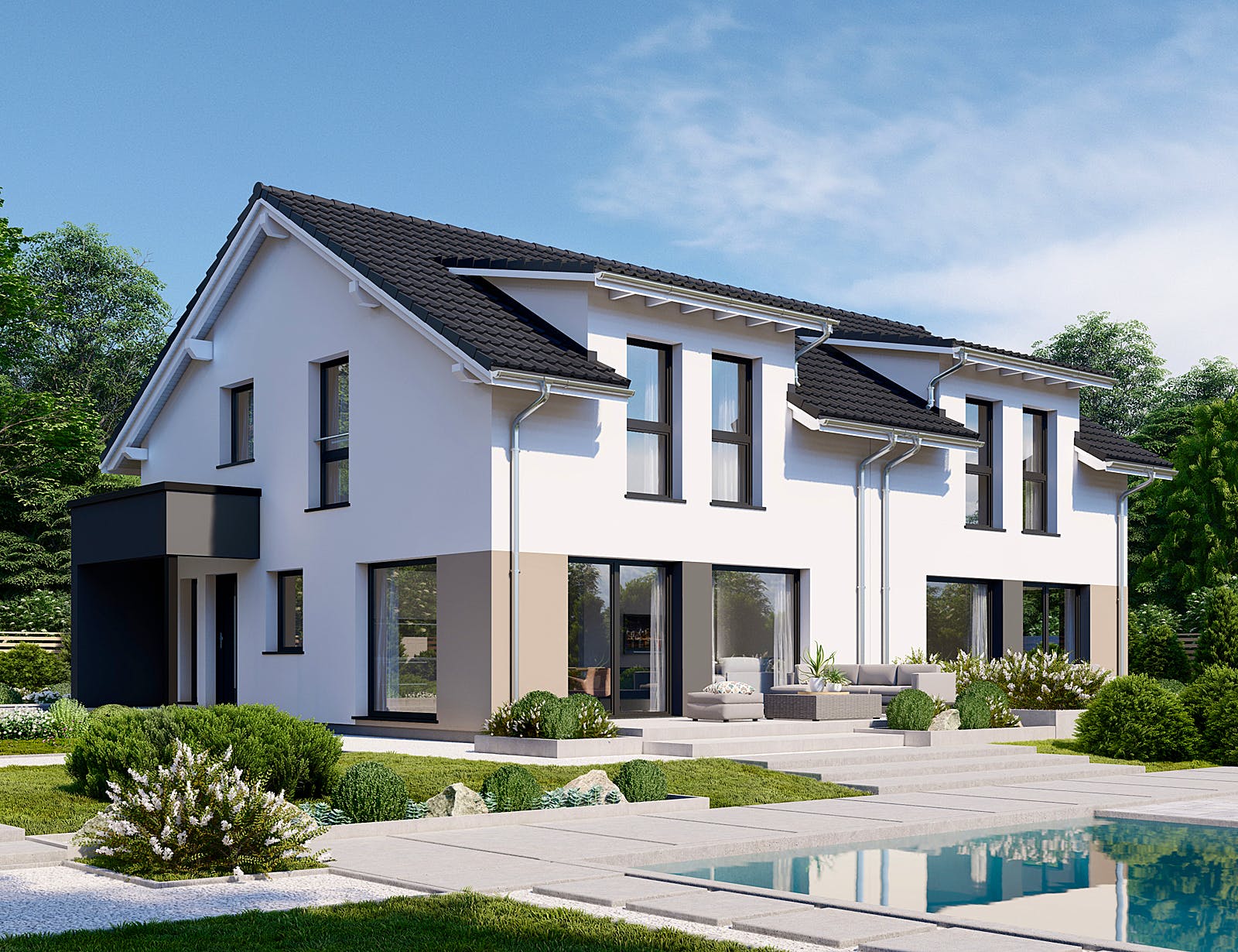 Fertighaus Partner 117.1 von Danwood Schlüsselfertig ab 247800€, Satteldach-Klassiker Außenansicht 1