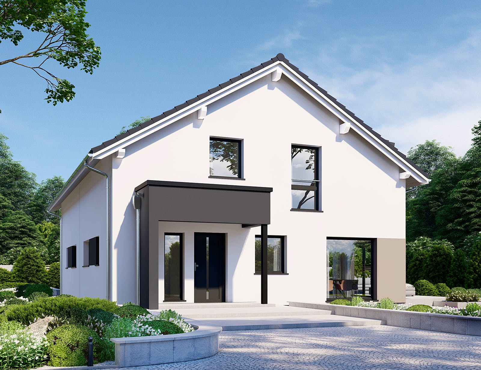 Fertighaus Partner 117.1 von Danwood Schlüsselfertig ab 247800€, Satteldach-Klassiker Außenansicht 2