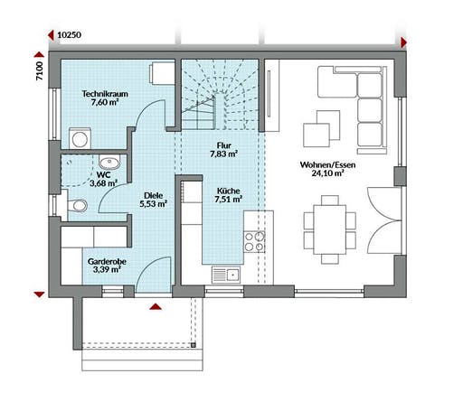 Fertighaus Partner 117.1 von Danwood Schlüsselfertig ab 234200€, Satteldach-Klassiker Grundriss 1