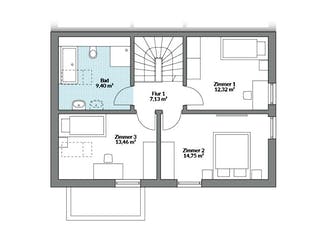 Fertighaus Partner 117.1 von Danwood Schlüsselfertig ab 274900€, Satteldach-Klassiker Grundriss 2