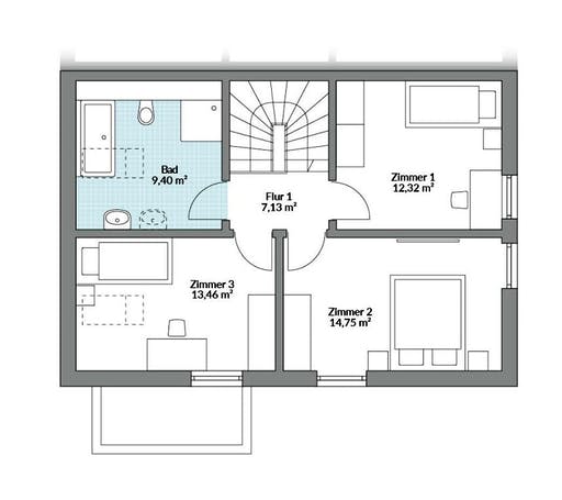 Fertighaus Partner 117.1 von Danwood Schlüsselfertig ab 234200€, Satteldach-Klassiker Grundriss 2