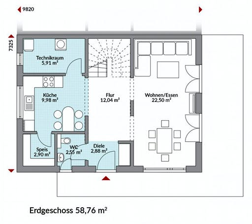 Fertighaus Partner 117W (inactive) von DAN-WOOD Schlüsselfertig ab 199100€, Stadtvilla Grundriss 1
