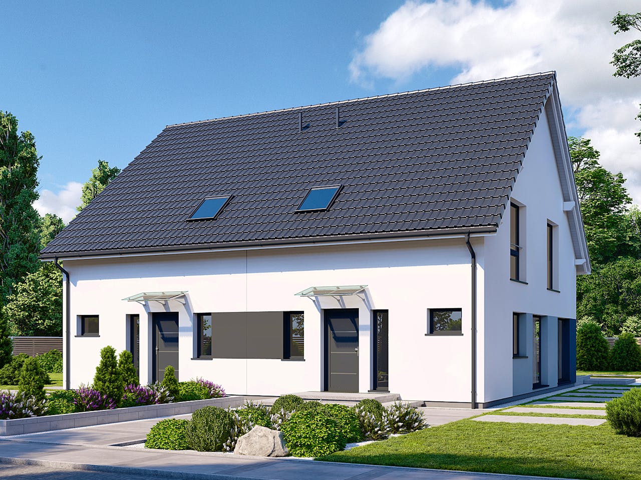 Fertighaus Partner 121 von Danwood Schlüsselfertig ab 271400€, Satteldach-Klassiker Außenansicht 1