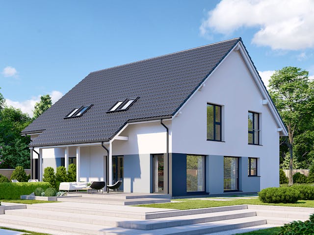 Fertighaus Partner 121 von Danwood Schlüsselfertig ab 271400€, Satteldach-Klassiker Außenansicht 2