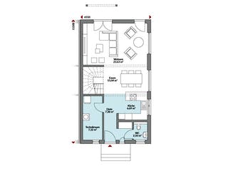 Fertighaus Partner 121 von Danwood Schlüsselfertig ab 271400€, Satteldach-Klassiker Grundriss 1