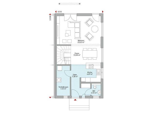 Fertighaus Partner 121 von Danwood Schlüsselfertig ab 271400€, Satteldach-Klassiker Grundriss 1