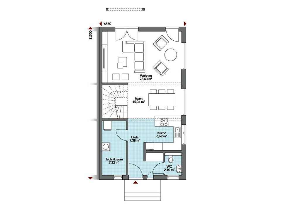 Fertighaus Partner 121 von Danwood Schlüsselfertig ab 244900€, Satteldach-Klassiker Grundriss 1