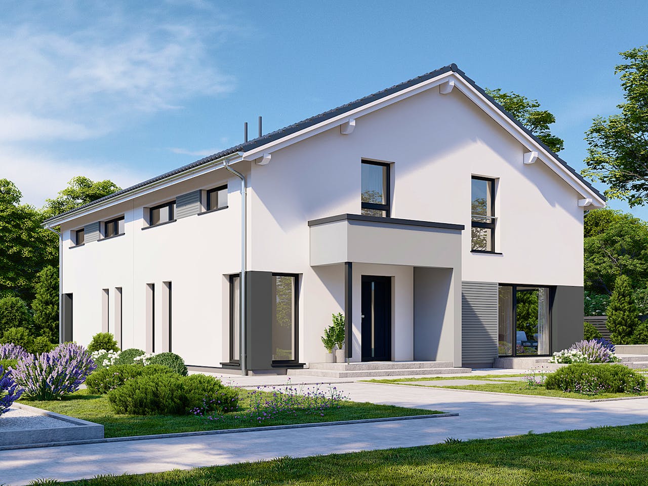 Fertighaus Partner 132.1 von Danwood Schlüsselfertig ab 288200€, Satteldach-Klassiker Außenansicht 1