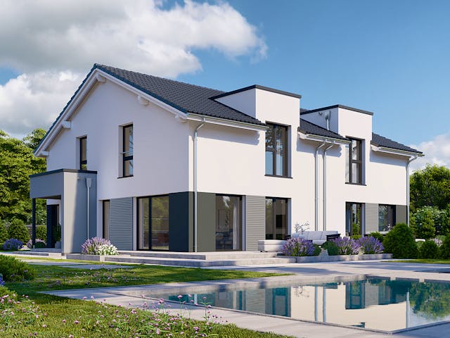 Fertighaus Partner 132.1 von Danwood Schlüsselfertig ab 288200€, Satteldach-Klassiker Außenansicht 2