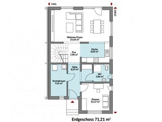 Fertighaus Partner 132 von Danwood Schlüsselfertig ab 208400€, Satteldach-Klassiker Grundriss 1