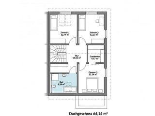 Fertighaus Partner 132 von Danwood Schlüsselfertig ab 208400€, Satteldach-Klassiker Grundriss 2