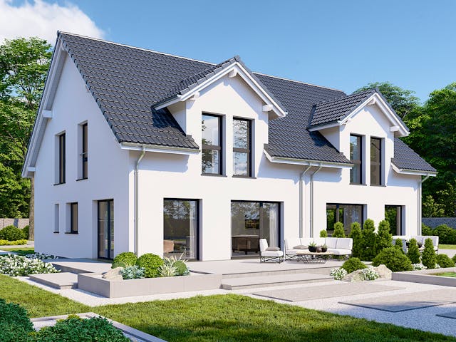 Fertighaus Partner 135 von Danwood Schlüsselfertig ab 286900€, Satteldach-Klassiker Außenansicht 2