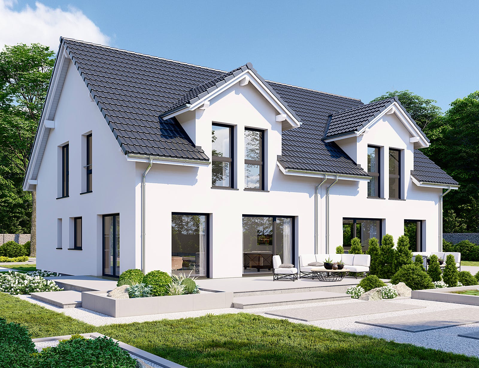 Fertighaus Partner 135 von Danwood Schlüsselfertig ab 249200€, Satteldach-Klassiker Außenansicht 2