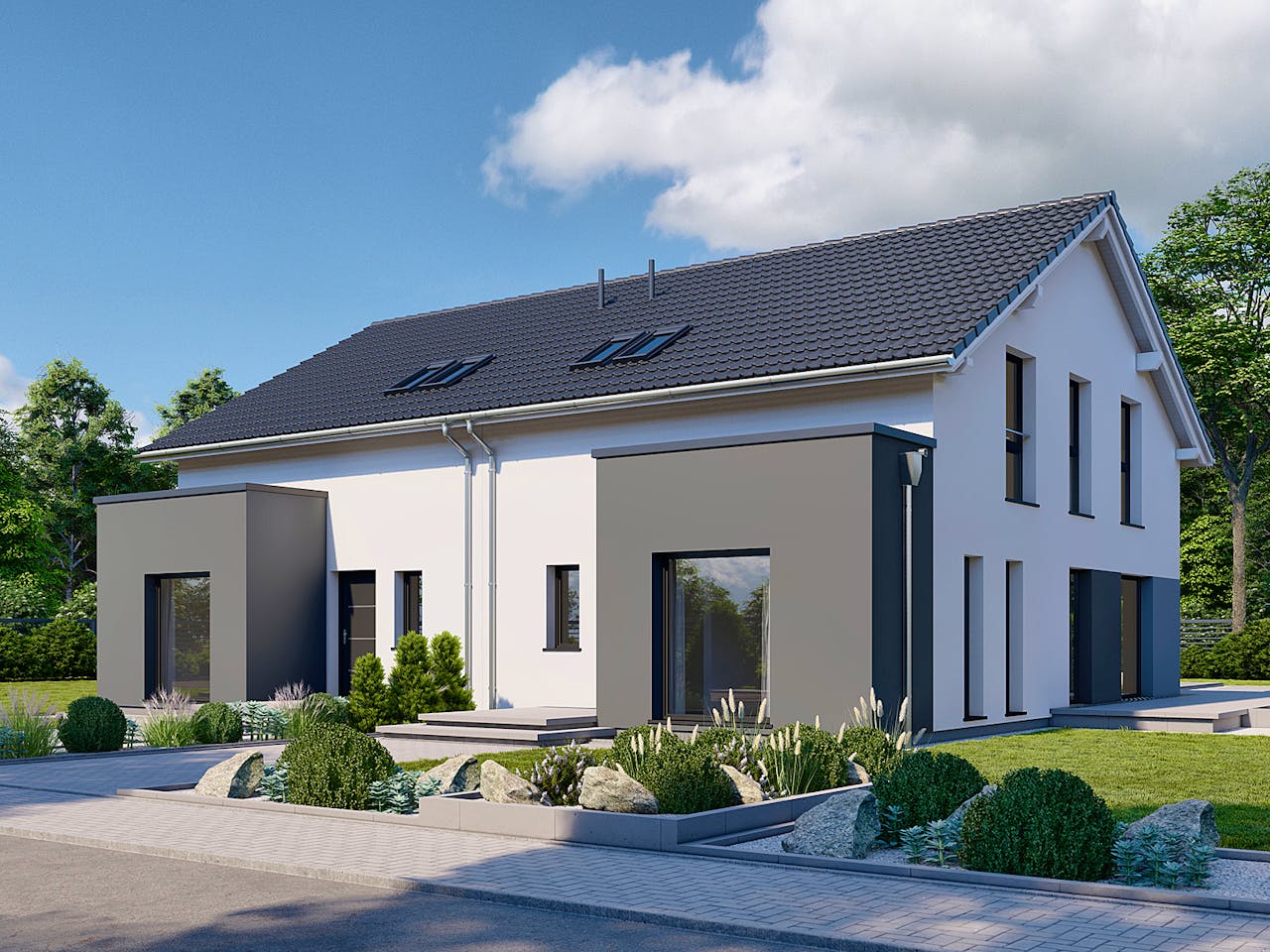 Fertighaus Partner 136 von Danwood Schlüsselfertig ab 287000€, Satteldach-Klassiker Außenansicht 1