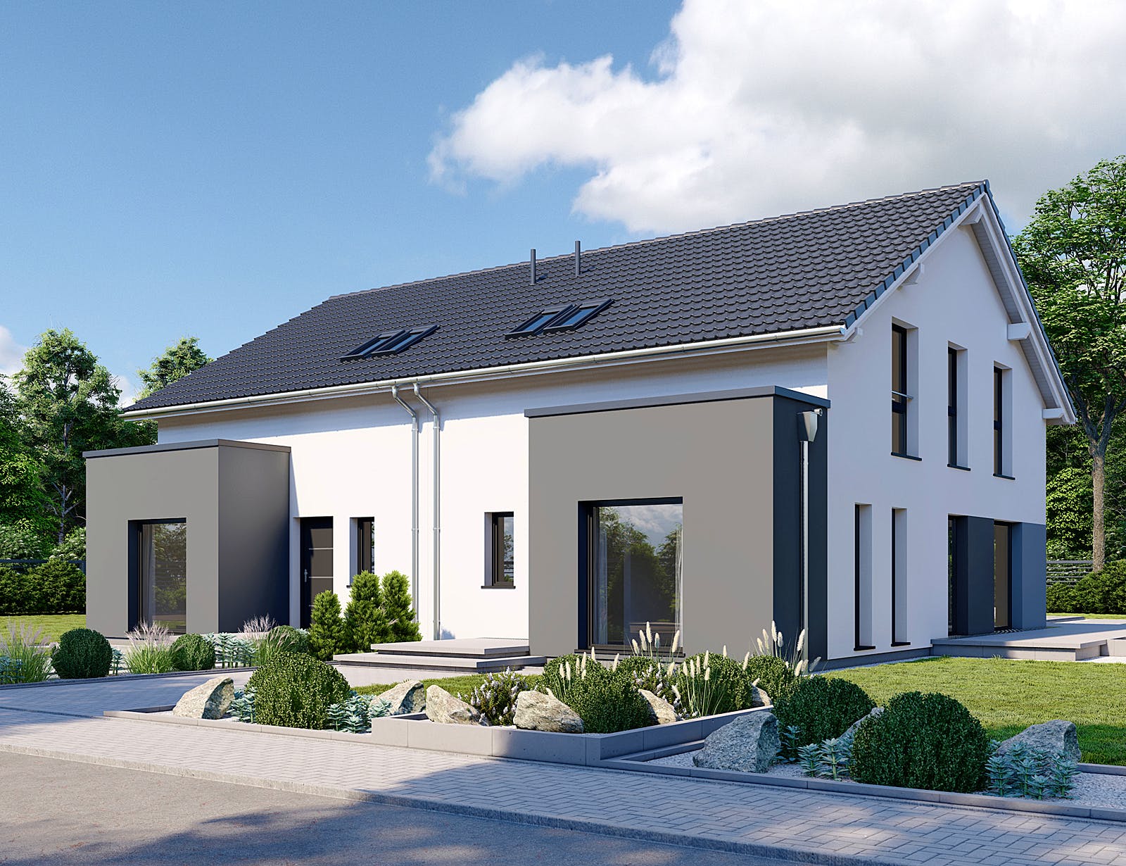 Fertighaus Partner 136 von Danwood Schlüsselfertig ab 257500€, Satteldach-Klassiker Außenansicht 1