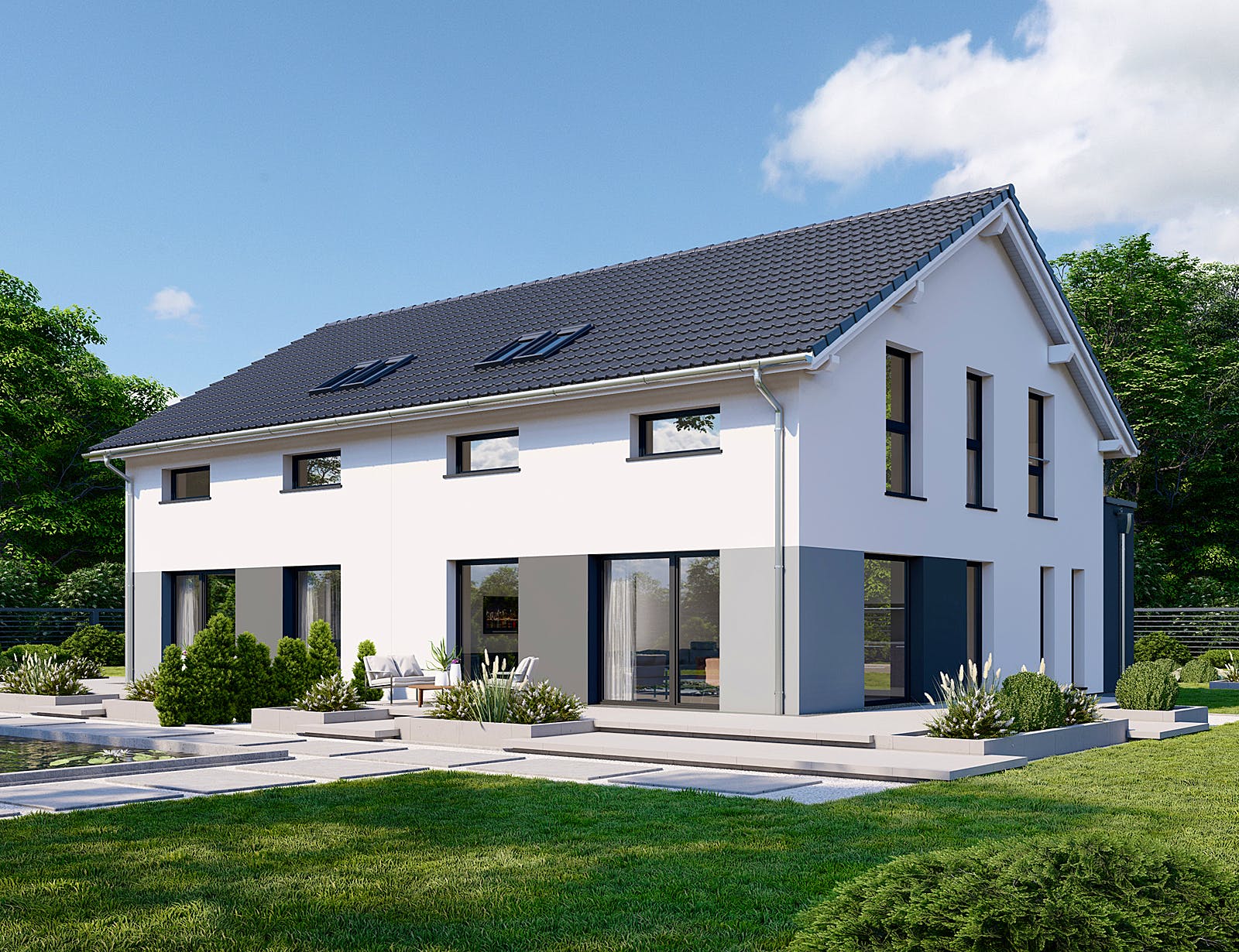Fertighaus Partner 136 von Danwood Schlüsselfertig ab 257500€, Satteldach-Klassiker Außenansicht 2