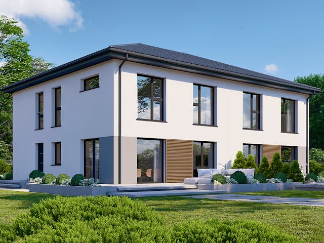 Fertighaus Partner 142W von Danwood Schlüsselfertig ab 292200€, Stadtvilla Außenansicht 2