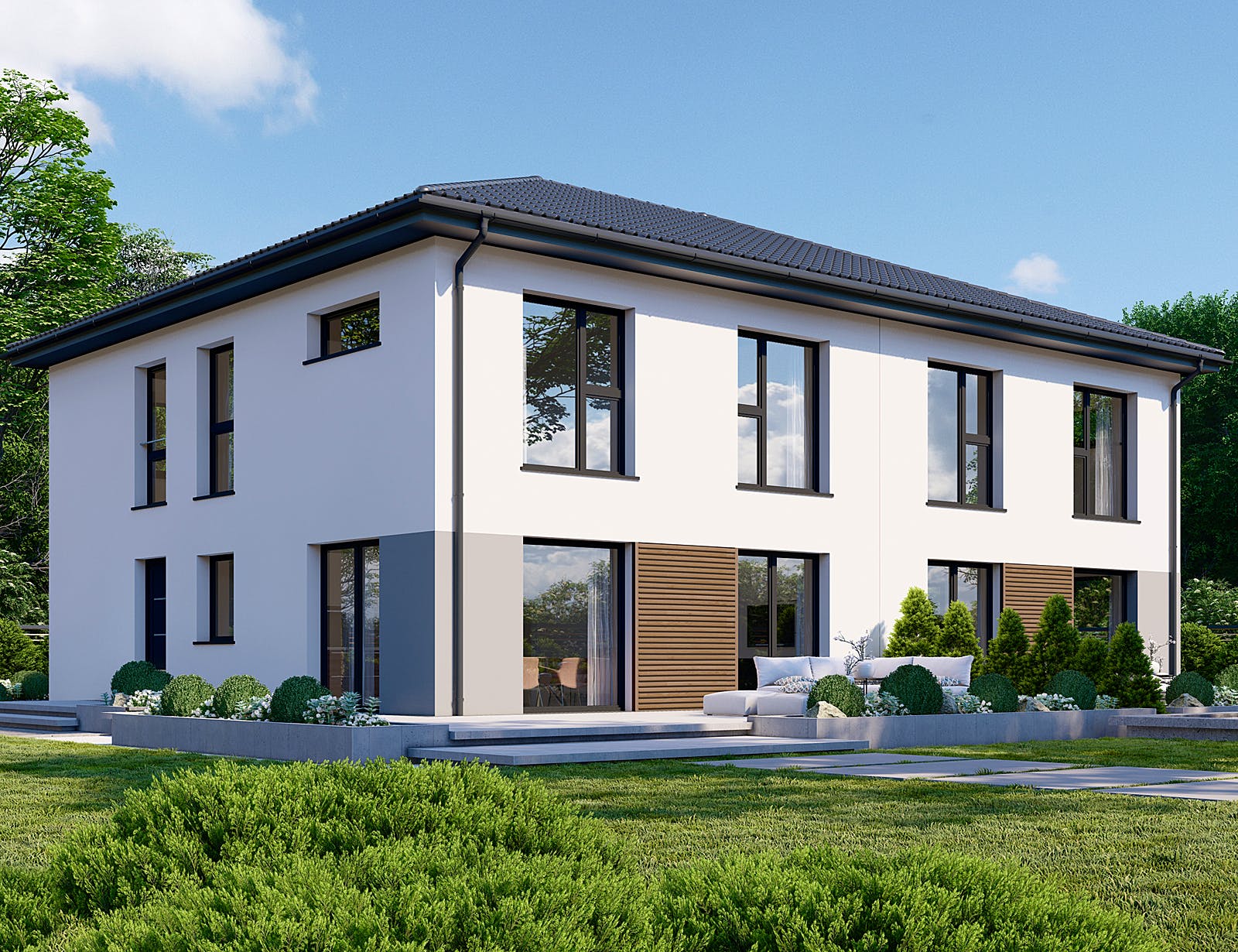 Fertighaus Partner 142W von Danwood Schlüsselfertig ab 260700€, Stadtvilla Außenansicht 2