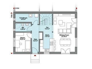 Fertighaus Partner 142W von Danwood Schlüsselfertig ab 292200€, Stadtvilla Grundriss 1